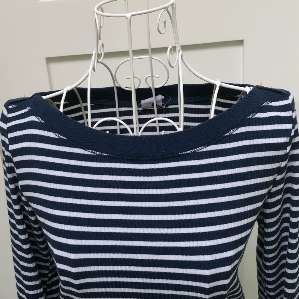 ANTHROPOLOGIE blue & white striped long sleeve top
